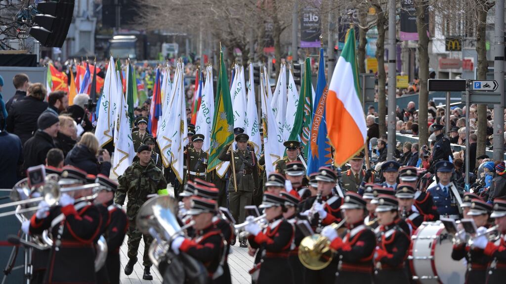 Members of the Defence Forces pass the GPO in Dublin. Photograph: Alan Betson/The Irish Times