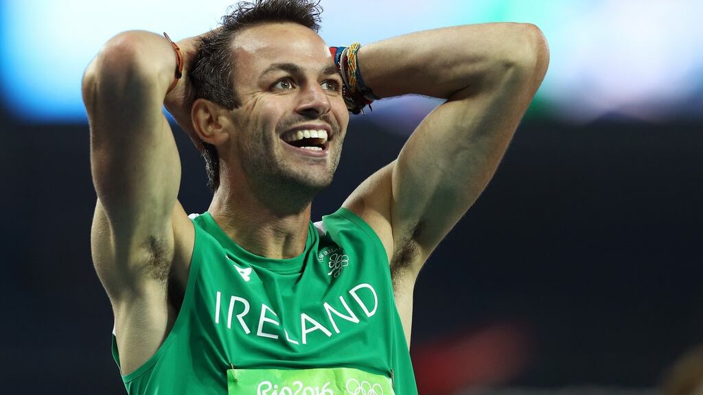 Thomas Barr after qualifying for the Olympic final in the 400m hurdles. Photograph: Patrick Smith/Getty Images