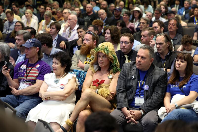 Attendees listen as Kennedy speaks at the Libertarian National Convention on Friday in Washington DC. Photograph: Kevin Dietsch/Getty