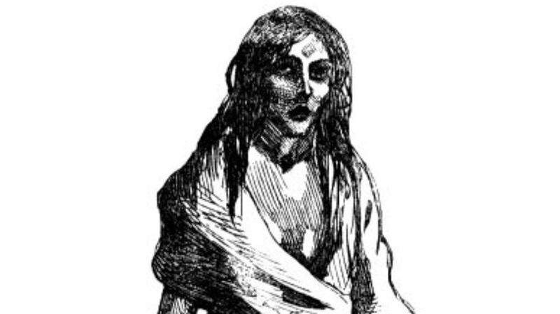 A Famine-era illustration of Bridget O’Donnel from Co Clare, who , the mother in the illustration, Bridget O’Donnel, who lost her 13-year-old son to fever in the Famine.