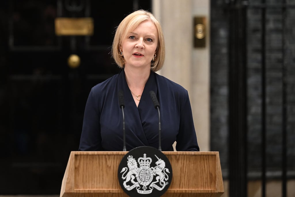 New UK prime minister Liz Truss gives her first speech at Downing Street on September 6th 2022 in London, England. Photograph: Leon Neal/Getty Images