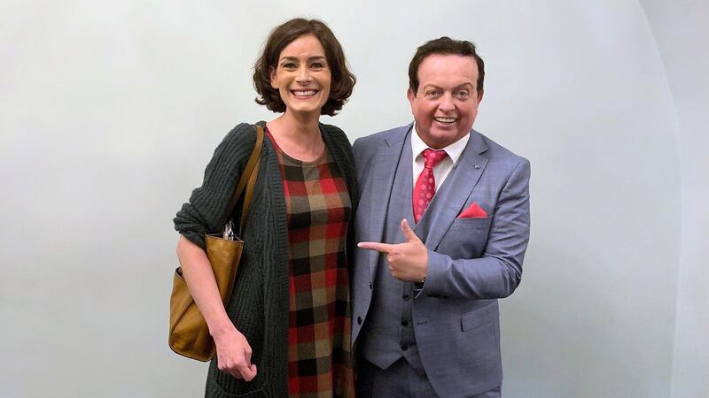 Kate O'Connell and Marty Morrissey at Leinster house.