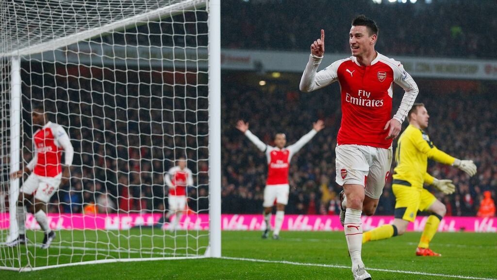 Laurent Koscielny’s second half goal gave league leaders Arsenal a 1-0 win over Newcastle at the Emirates. Photograph: Reuters