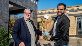 Ibrahim Halawa welcomed back with flowers by Catholic priest