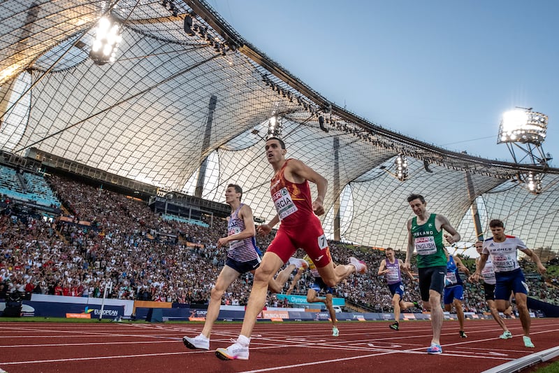 Mark English during the men's 800m final of the European Championships in Munich. Photograph: Maja Hitij/Getty Images
