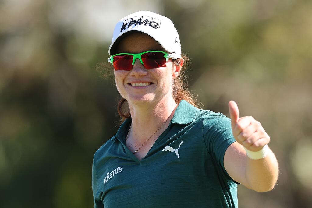 Ireland's Leona Maguire smiles during the third round of the CME Group Tour Championship at Tiburon Golf Club in Naples, Florida. Photograph: Michael Reaves/Getty Images