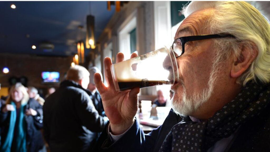 Tom Laidlaw from Portmarnock enjoys a pint at Connolly Station Dublin, where beer (not spirits) are sold on Good Friday if you have a train ticket. Photograph: Brenda Fitzsimons