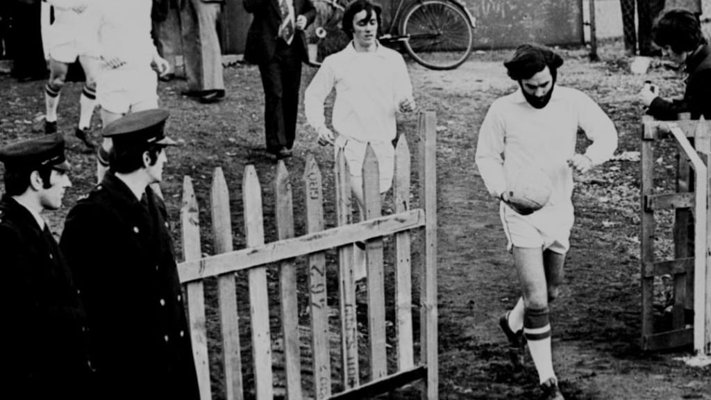 George Best lining out for Cork Celtic, he joined the club for a brief period, two years after leaving Manchester United.