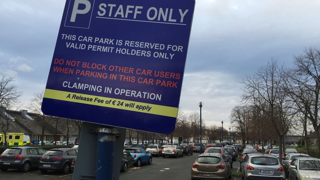 Car parking paces have been reduced for staff at St James’s Hospital. Photograph: Alan Betson / The Irish Times