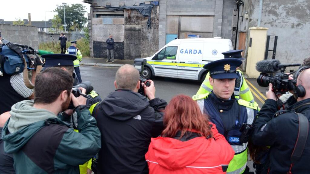 The scene outside Longford Court House last year when the man was charged with the rape of the two young girls. Photograph: Cyril Byrne / The Irish Times.
