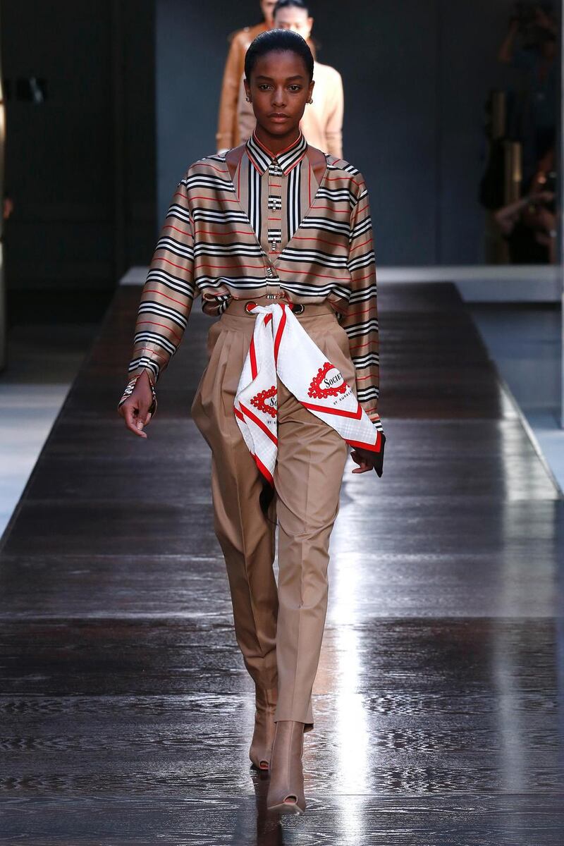 Riccardo Tisco’s revamped Burberry relied on the neutrals with Italian flamboyance.
