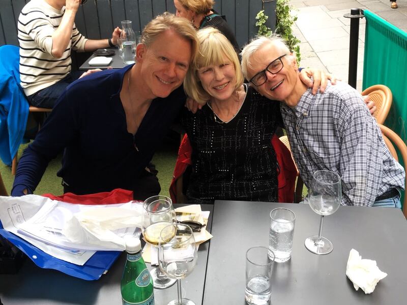 John Portmann (left) with his first cousin Ann and his partner Dan during a visit to Dublin last year.