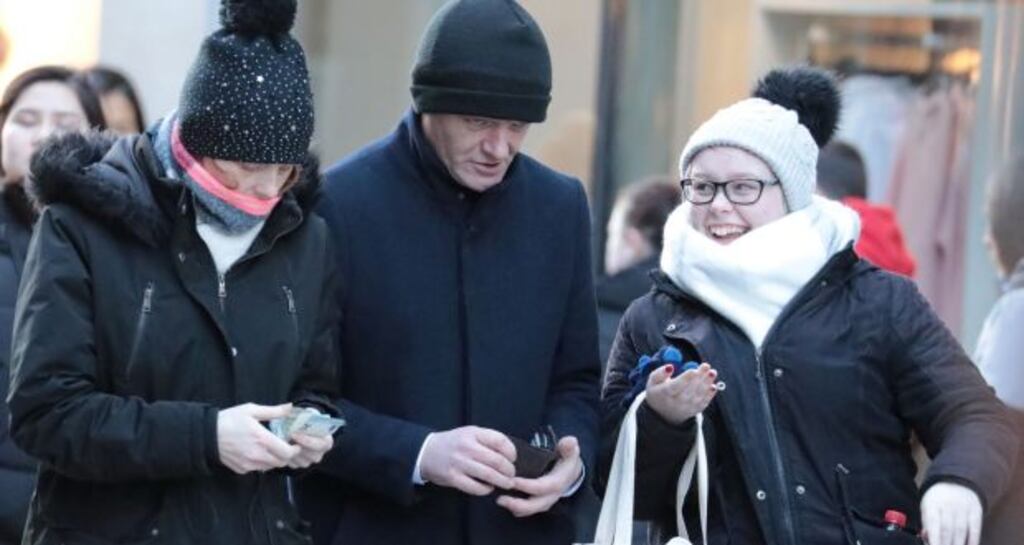 Louise O’Connor (left), Keith Johnston (centre), and Stephanie O’Connor are pictured outside the Criminal Courts of Justice during their trial. Photograph: Collins.