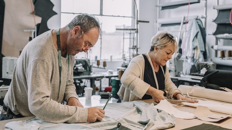 David Murnane and Susan Owens on the cutting table of Native Denims on King’s Inn Street.