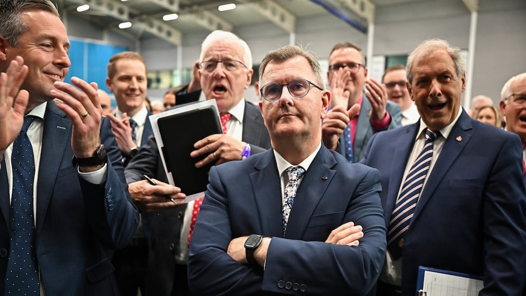 DUP leader Jeffrey Donaldson said one of the messages from the election was that a ‘divided unionism does not win votes’. Photograph: Jeff J Mitchell/Getty Images