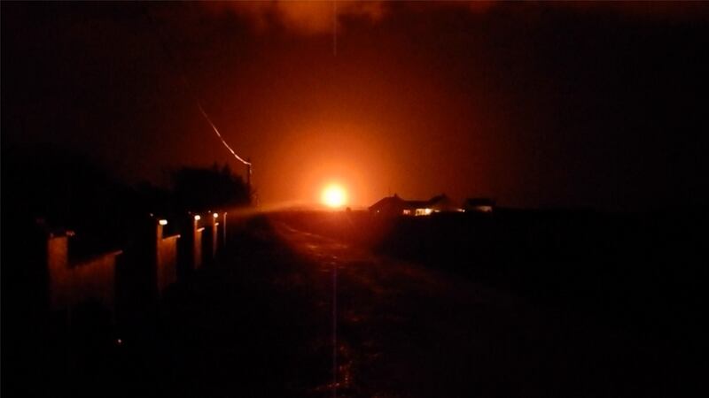 Gas flaring during New Year’s Eve at Shell E&P Ireland’s Corrib gas plant. Photograph: Tony Bourke