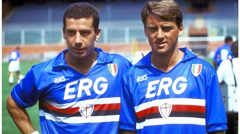 Gianluca Vialli and Roberto Mancini who were part of the Sampdoria team that won the 1990/91 Serie A title