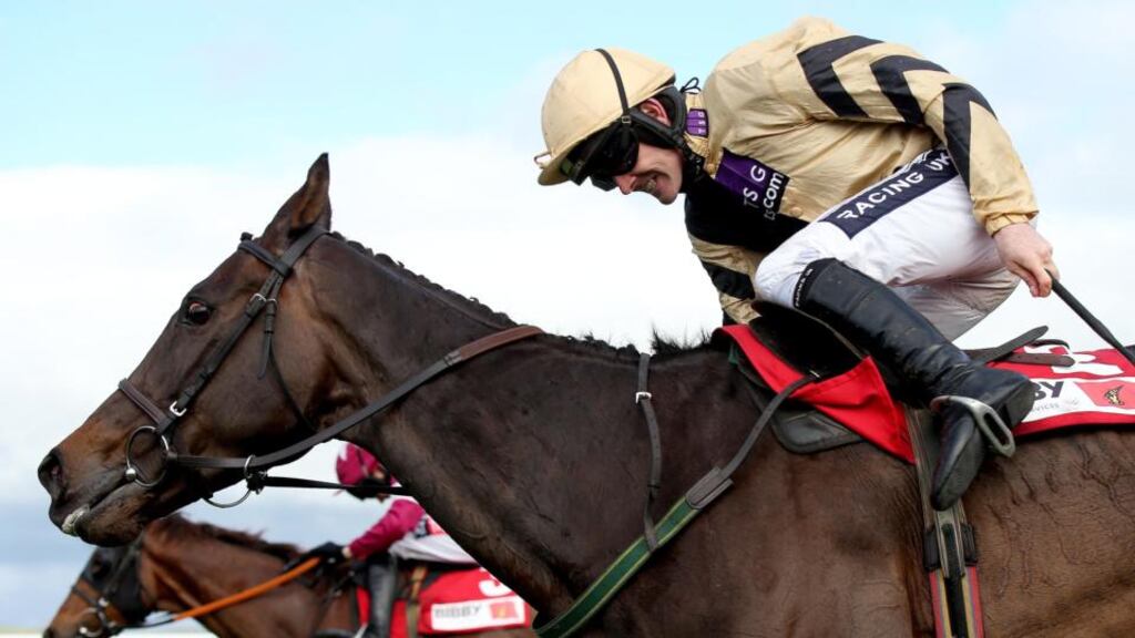 Trainer Willie Mullins has two in contention for Hennessy honours and jockey Ruby Walsh may opt for the younger Boston Bob (above) over the 11-year-old On His Own. Photograph: James Crombie/INPHO