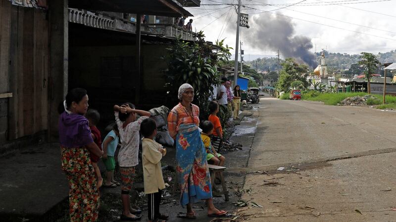 Smoke at the site of fighting between government soldiers and Maute group in Marawi City, on Tuesday. Photograph: Erik De Castro/Reuters