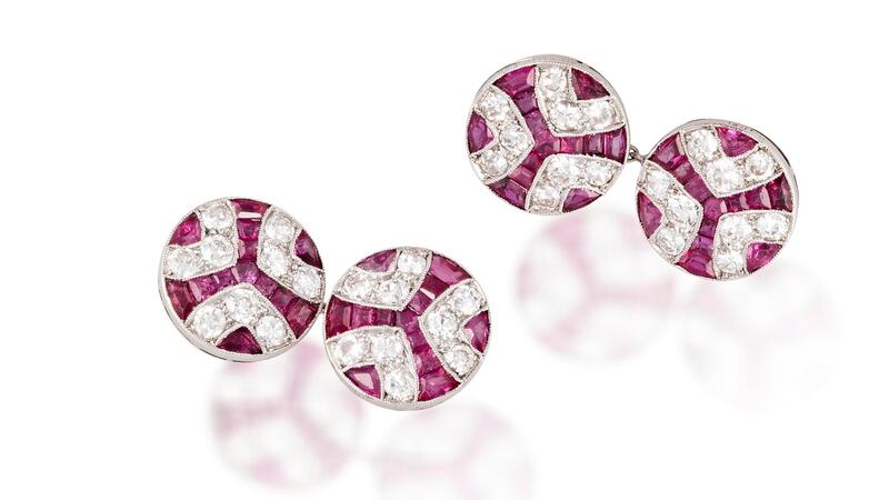 Ruby and diamond Van Cleef & Arpels cufflinks from Adam’s (Lot 32, estimate €3,000 to €5,000)