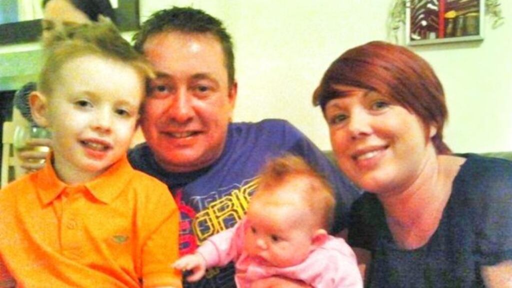 Stephanie Meehan and her partner, Fiachra Daly, with their children, Oisín (7) and Cerys (2). The couple received letters on a regular basis seeking payment for arrears of almost €20,000