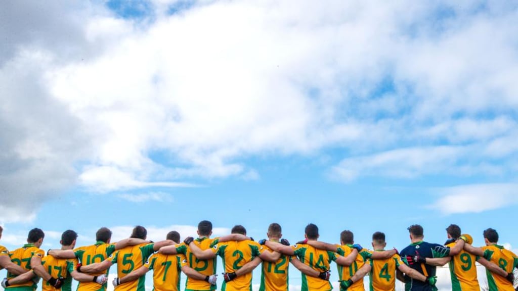 Corofin line out for their semi-final win against Moorefield in the All-Ireland Senior Football Club Championship semi-final at Bord na Mona O’Connor Park in Tullamore, Co Offaly, in February. Photograph: James Crombie/Inpho