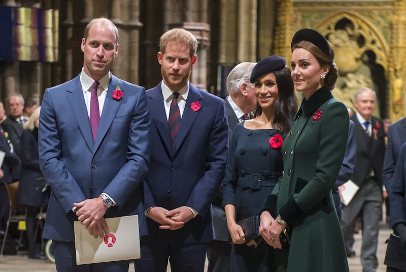Kate and William with Harry and Meghan an an armistice-centenary service. Photograph: Paul Grover/Daily Telegraph/PA