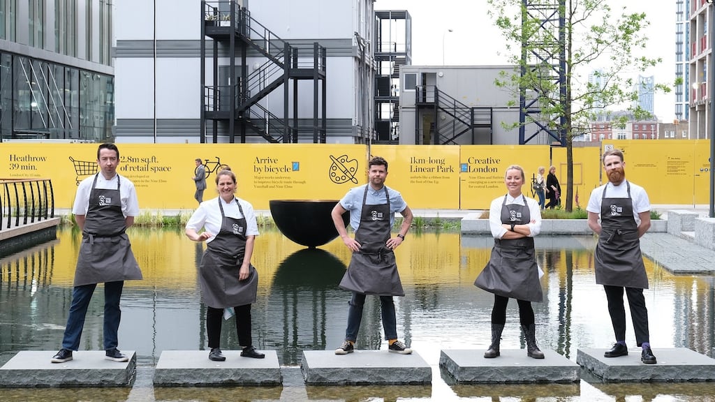 Irish chefs Aidan McGee, Shauna Froydenlund, Robin Gill, Anna Haugh and Kevin Burke at the London launch of Food on the Edge 2019. McGee, Froydenlund and Haugh are among the contributors to Lessons from Lockdown: Cooking after Covid.