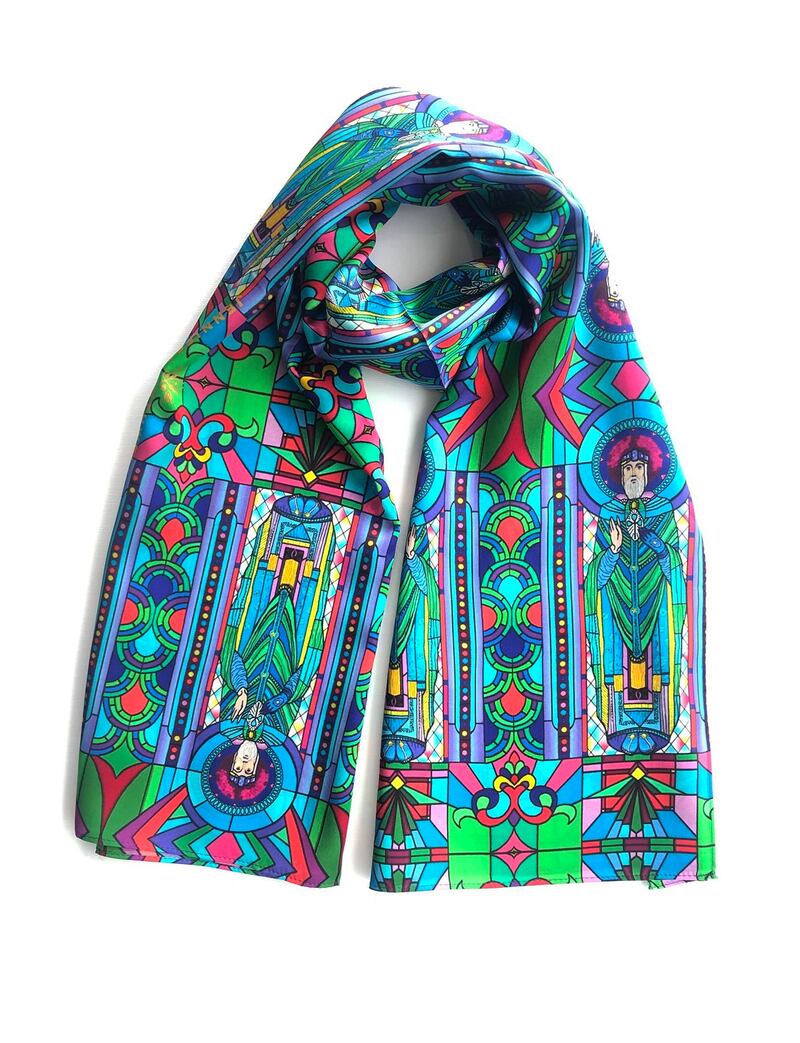 St Patrick’s Day scarf, €120 from jenniferrothwell.com