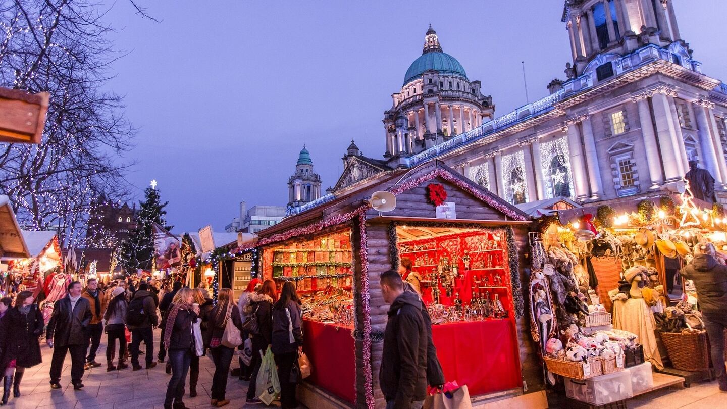 The Christmas market at Belfast City Hall runs November 17th to December 22nd.