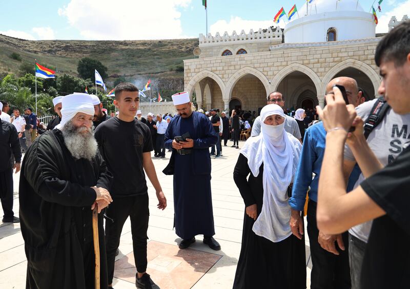 Religious Druze and Sheiks gather at the shrine to Shuaib in Kfar Hittim, Israel. Photograph: Hannah McCarthy