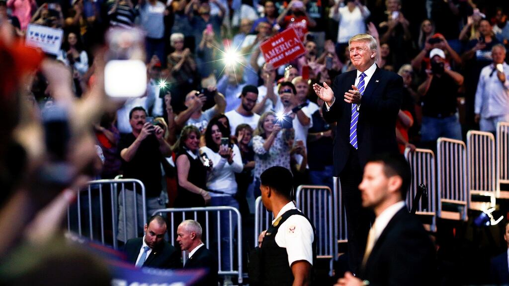 US presidential candidate Donald Trump at a rally in Sunrise, Florida. Photograph: Scott McIntyre/The New York Times