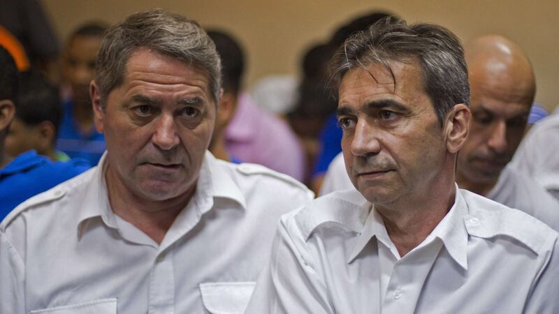 French pilots Pascal Fauret and Bruno Odos pictured in Febuary, 2014 in the Dominican Republic, where they were convicted of cocaine trafficking. Photograph: Erika Santelices/AFP/Getty Images