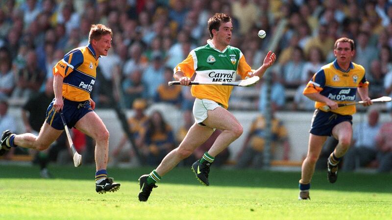 Offaly’s Johnny Pilkington in action against Clare during the semi-final at Croke Park. Photograph: Patrick Bolger/Inpho