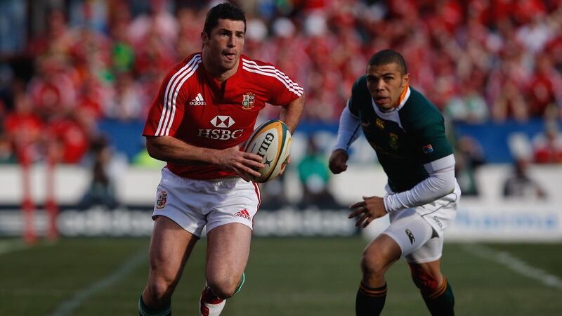 Rob Kearney races past Bryan Habana on his way to scoring the first try for the Lions against South Africa in 2009. Photograph: Stu Forster/Getty