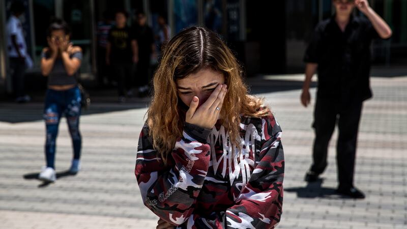 Mourners leave a memorial and viewing for rapper XXXTentacion at the BB&T Center in Sunrise, Florida, on June 27th. Photograph: Scott McIntyre/The New York Times