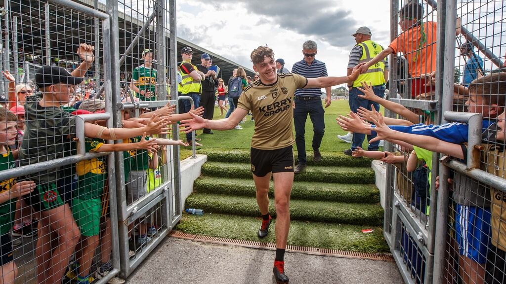 Kerry’s David Clifford with fans in Killarney after his team’s win over Mayo. Photograph: James Crombie/Inpho