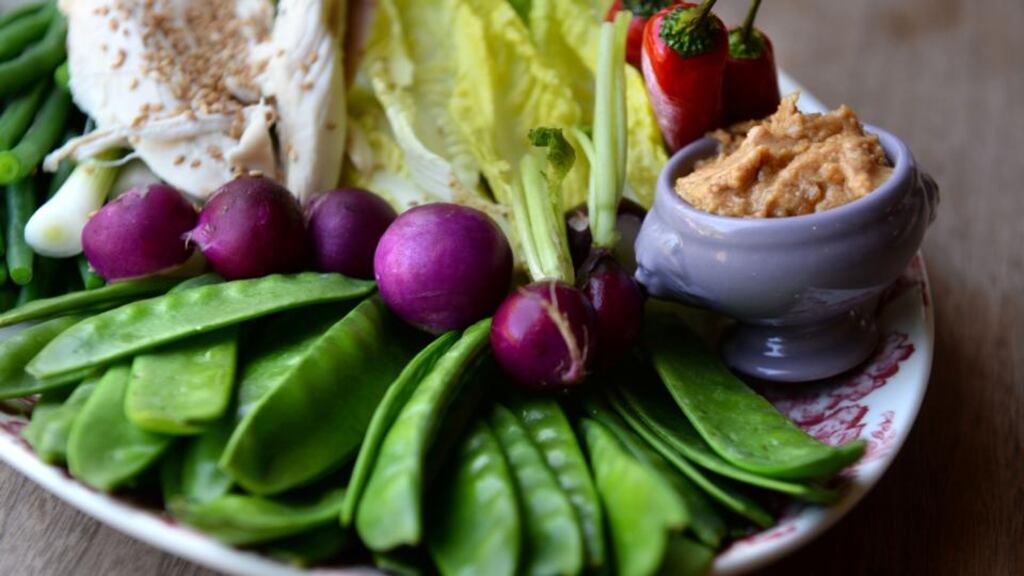 Bang bang chicken platter. Photograph: Dara Mac Dónaill