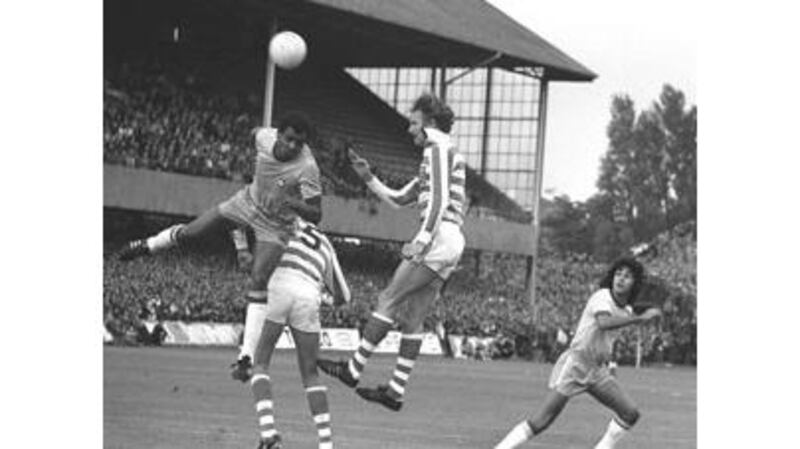 Derek Dougan in action against Brazil in Dublin in July 1973. Dougan believes his participation in organising the game cost him what remained of his international career.