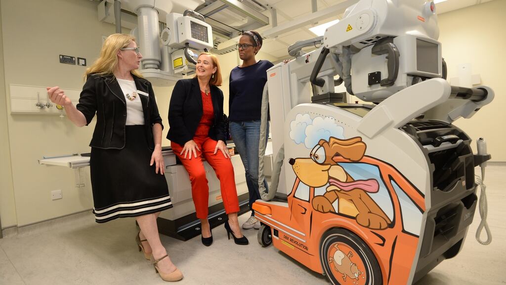 Dr Ciara Martin and Eilísh Hardiman of Children’s Health Ireland and radiographer Dineo Hunters at the children’s urgent care centre at Connolly Hospital. Photograph: Dara Mac Dónaill