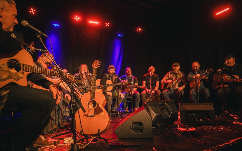 . The White Horse Guitar Club on stage at The Black Box, Belfast