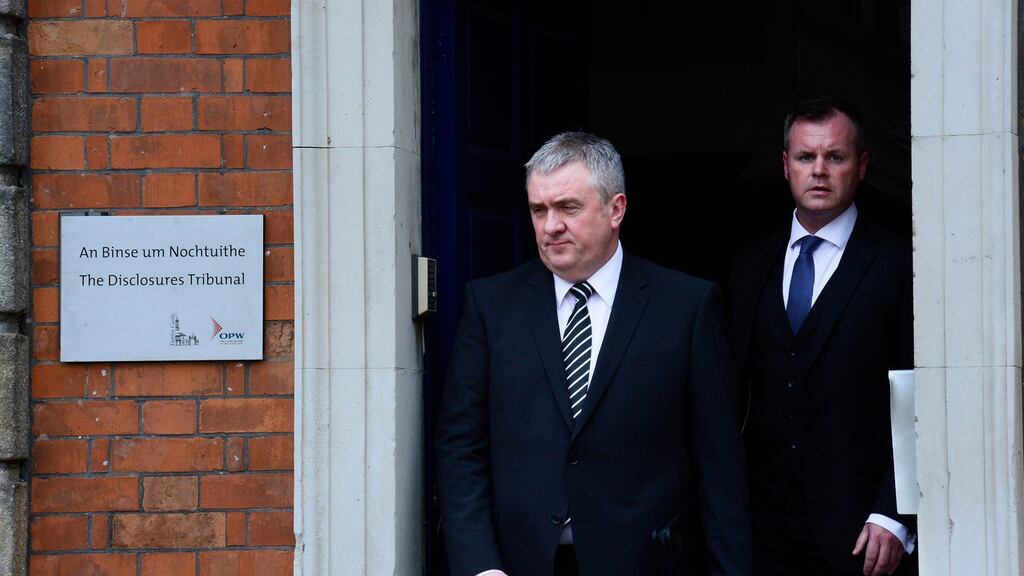 Supt Dave Taylor (left) arriving at the Charleton Tribunal  at Dublin Castle. Photograph: Cyril Byrne/The Irish Times.