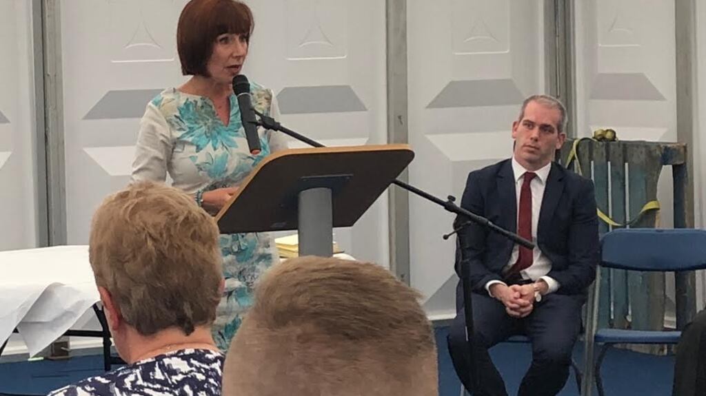 Minister for Culture, Heritage & the Gaeltacht Josepha Madigan speaking at the opening of the Parnell Summer School in Avondale, Co Wicklow. Photograph: Ronan McGreevy