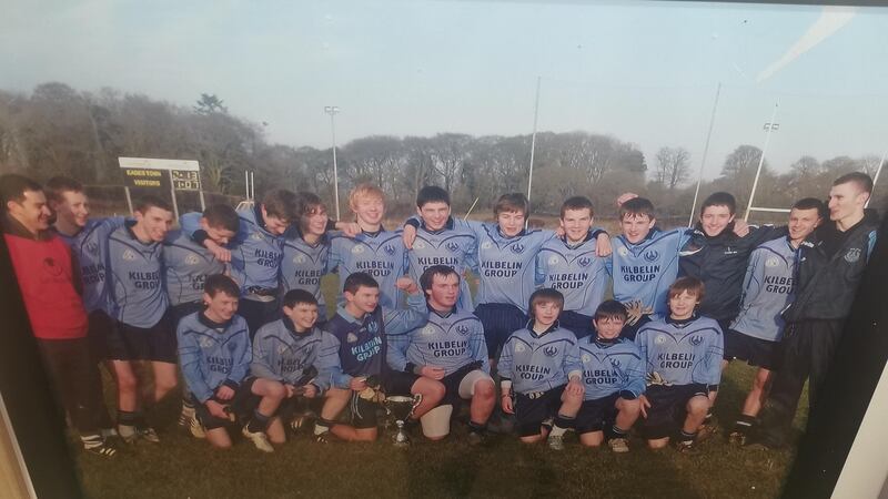 An Eadestown GAA Under-13 winning team with Jimmy O’Brien in the centre of the back row. Munster's Rowan Osborne is in the front row, second from the right.