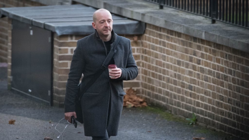 Lee Cain arrives in Downing Street on Thursday morning,  after he announced that he is resigning as Boris Johnson’s director of communications. Photo graph: Stefan Rousseau/PA Wire