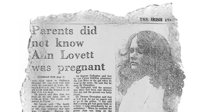 The news story in The Irish Times on February 22nd, 1984. The photograph is of Mary Maguire, Ann Lovett’s best friend