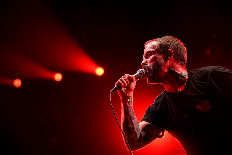 Idles frontman Joe Talbot onstage. Their music is some of the most directly political on the Mercury shortlist. Photograph: Sebastien Bozon/AFP/Getty