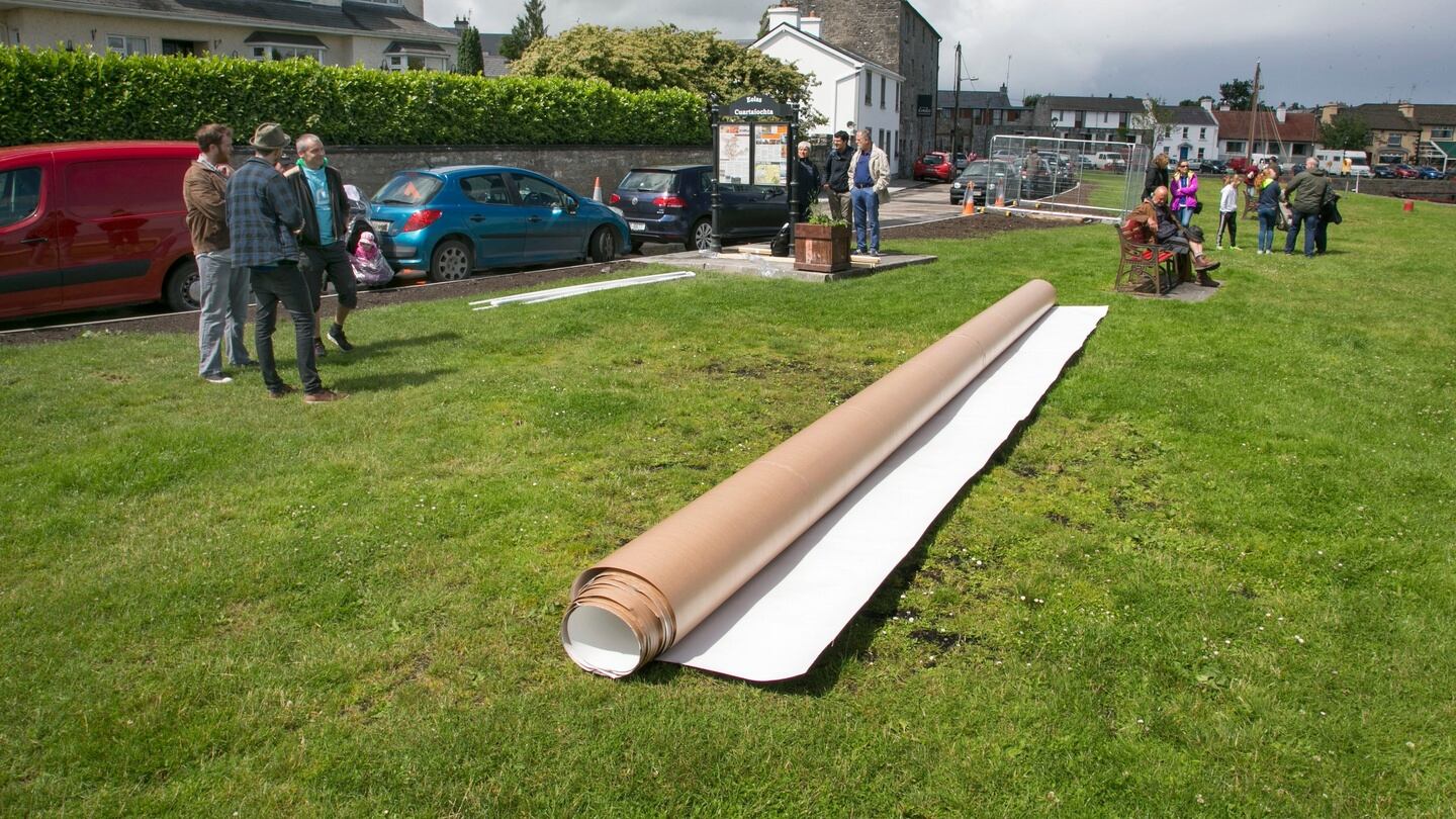 The roll of paper at Kinvara before it was assembled to make Frank Bolter’s boat for launching on Friday. Photograph: Joe O’Shaughnessy