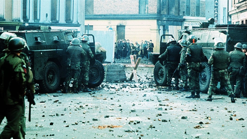 Bloody sunday in Derry 1972 when members of the parachute regiment opened fire on a banned Civil Rights march through the city. Photograph: William L Rukeyser