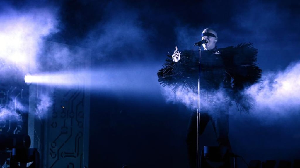 Pet Shop Boys on the Main Stage, Friday, at Electric Picnic 2014. Photograph: Dave Meehan